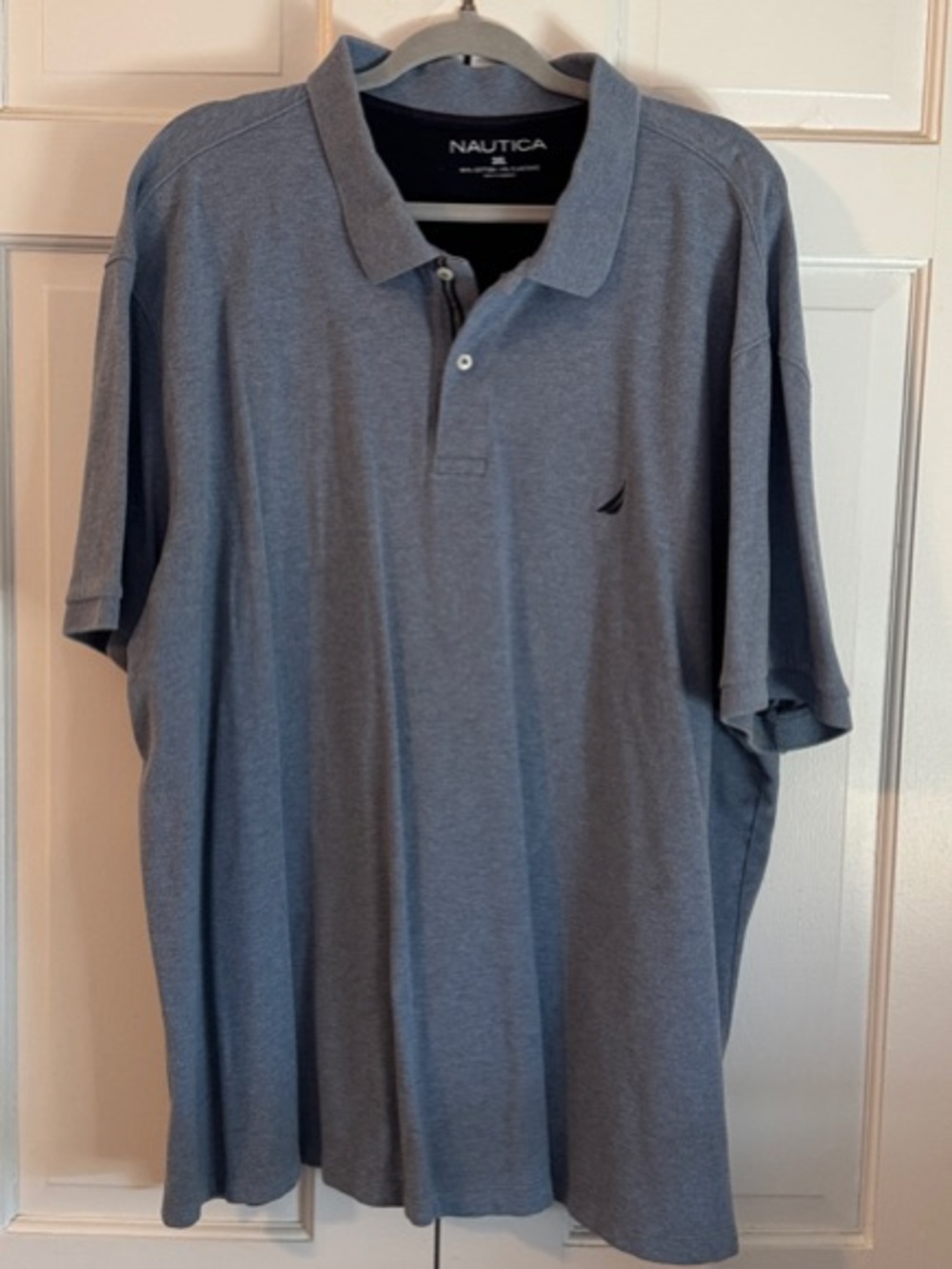 GUC Nautica Men’s Slate Blue Polo with Sail Logo and Navy Accent Super Soft